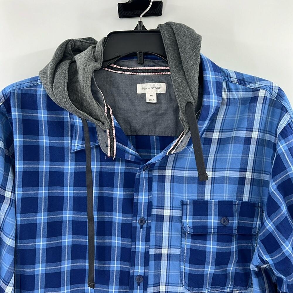 Sun + Stone Men's Long Sleeve Button Front with Hoodie - Snyder Patch - XXL NWT